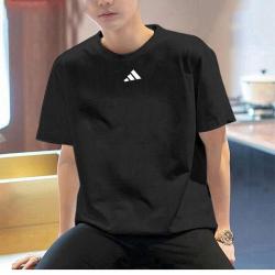adidas 夏季男装上衣圆领短袖舒适透气休闲户外健身跑步日常户外运动T恤