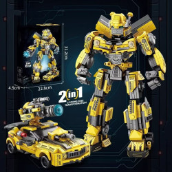 乐乐兄弟 擎天变形机甲汽车 2变黄蜂战士 5237 拼插积木
