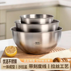 不锈钢盆厨房用食品级加厚洗菜盆调料盆沙拉盆和面盆打蛋盆 21cm