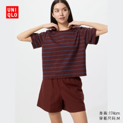 优衣库 棉质舒适短裤女装482646 36 褐色 M