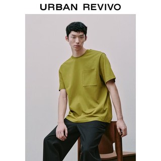 URBAN REVIVO UMM460021 棉质圆领短袖T恤 黄绿 M
