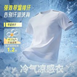 李宁 零压冰棒T男短袖 速干夏季排湿透气跑步健身训练运动上衣