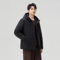 雪中飞 男士鹅绒轻薄连帽羽绒服 黑色 L