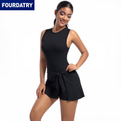 FOURDATRY 新款防走光网球裙连体瑜伽服背心一体式健身服