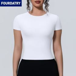 FOURDATRY 新款运动裸感收腰修身短袖透气瑜伽服T恤跑步训