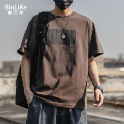 BINLIKE短袖t恤男士日系纯棉男款重磅宽松夏季美式ins新款衣服男装上衣