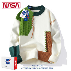 NASA RHUDE 男士毛衣秋冬季新款加厚园领青年针织打底衫保暖毛线衣服冬装男 绿色 L (105-