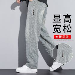 大嘴猴 新款复古碎花满印做旧水洗休闲百搭直筒牛仔裤男 黑    2XL