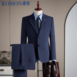 罗蒙 西服套装男商务职业结婚礼服外套藏蓝4XL