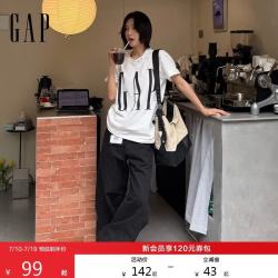 Gap 男女装2026春季棉质印花logo圆领短袖T恤宽松上衣725624