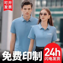 彩印阁 冰丝速干工作服定制t恤广告文化polo衫短袖订制印字logo男女工衣 浅蓝色 XL