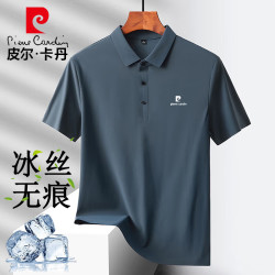 皮尔·卡丹 皮尔卡丹（pierre cardin）短袖T恤男夏季商务休闲翻领polo衫户外冰丝速干上衣 深灰 M
