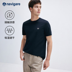 navigare 小帆船运动户外速干衣男夏季凉感纯色圆领短袖T恤上衣1325505533