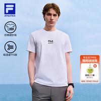 FILA 官方男装针织短袖衫2026夏健身运动吸湿速干T恤柔软耐穿上衣 玉石白-WT XL 180/100A/XL