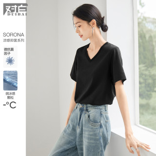 DUIBAI 女士V领正肩短袖T恤 2026夏