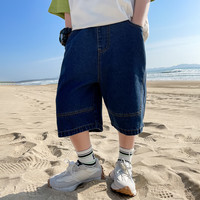 左西 男童牛仔短裤 深牛仔色 110cm