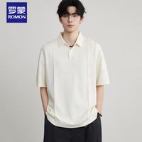 罗蒙 落肩袖POLO衫 炼奶色 2XL 男士短袖上衣