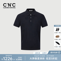 C'N'C CNC高级珠地棉老花提花短袖polo衫26春夏奢侈品T恤男 藏青 50 /M/(175/92A)