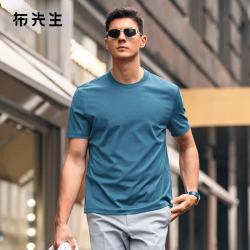 布先生 极简纯色短袖男士T恤双面水柔棉上衣男装 港湾蓝    2XL (185)