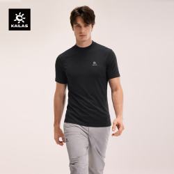 凯乐石 XM1圆速干T恤男美利奴羊毛吸湿排汗弹力运动短袖速干衣 玄青黑 L