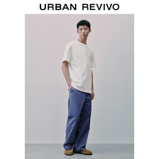 URBAN REVIVO UMM460021 棉质圆领短袖T恤 黄绿 M