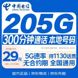 中国电信 流量卡低月租全国通用手机卡电话卡月租5G非无限纯上网星卡