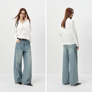 森马 109326115004 白色长袖 POLO衫