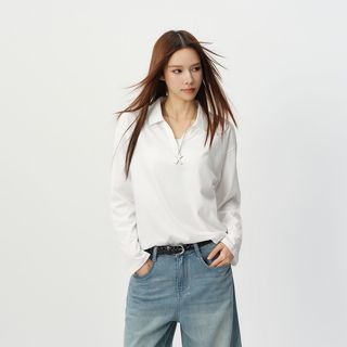 森马 109326115004 白色长袖 POLO衫