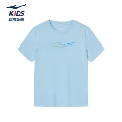 鸿星尔克 速干吸湿 奶油蓝 160 儿童短袖T恤
