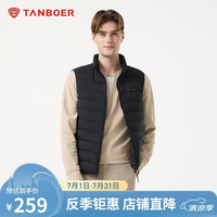 坦博尔 羽绒马甲男秋冬百搭短款立领保暖坎肩TA5330101A黑色180