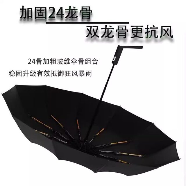 88VIP：PISSA 全自动雨伞 JHYD93 晴雨两用三折伞 24骨米色/耀石黑/8骨黑色/米色 加固防风防晒