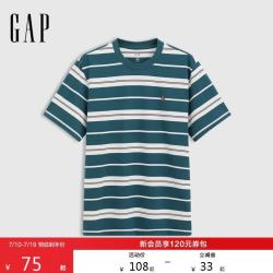 Gap 男士小熊刺绣纯棉条纹短袖T恤 727474