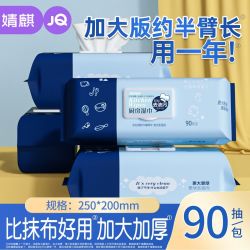 婧麒 两人匠&婧麒湿巾90抽厨房清洁去油加大加厚湿纸巾家用装婴童