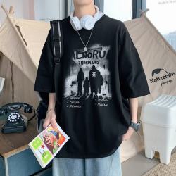 衣然呈品 男士美式复古字母印花短袖T恤