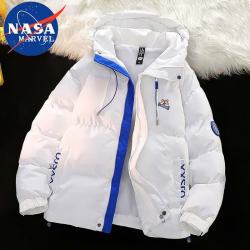 NASA MARVEL 棉衣男棉服冬季外套加厚潮流面包服运动情侣款棉袄子 白色 L