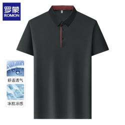 罗蒙 男士冰丝短袖t恤2026新款翻领polo衫  高级灰