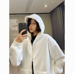 FORNINES 男女连帽卫衣 宽松休闲运动美式重磅拉链外套