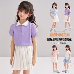 笛莎 女童t恤短袖2夏装中大童童装上衣儿童t恤