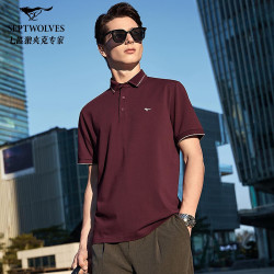 七匹狼 短袖polo衫男夏季翻领刺绣上衣 菲红 2XL180/96A