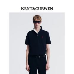 KENT&CURWEN 春夏系列小玫瑰休闲翻领短袖POLO衫 藏青色96 (热销色) L