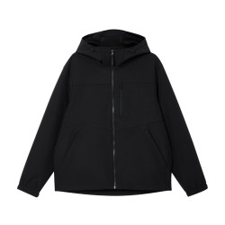 杰克琼斯 棉服简约纯色抽绳连帽宽松休闲保暖外套 225409009