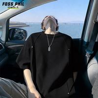Foss Phil 美式铆钉潮流短袖T恤男夏季薄款华棉休闲宽松短袖DT6214黑色XL