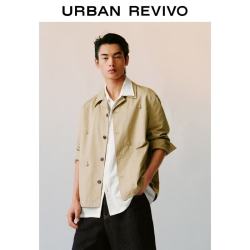 UR 2026秋季新款男装时尚创意挂饰长袖夹克外套UMF160038 卡其 L