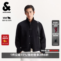 杰克琼斯 冬季100%绵羊毛翻领舒适毛呢大衣 E40黑色 常规
