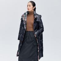 艾莱依 女士羽绒服 甜酷印花拼接 炭黑 S
