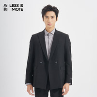 利郎 青年商务男装西服套装男戗驳领双排扣羊毛正装二件套 黑色（1SA） 180A