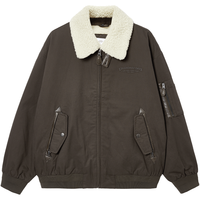 JACK&JONES 226109029 E06 仿羊羔绒拼接翻领棉服 黑橄榄 S