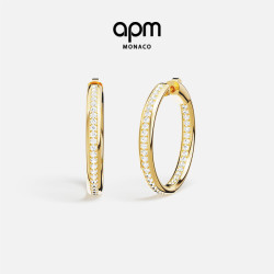 APM Monaco [夏季新品]APM Monaco金黄色精致Riviera耳环圈形简约耳饰礼物
