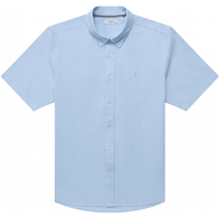 HAZZYS 哈吉斯 牛津纺小狗Logo宽松短袖衬衫 浅蓝色 2XL
