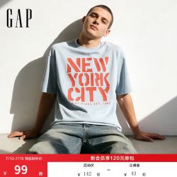 Gap 男女装春季新款纯棉水洗印花宽松短袖T恤 854283